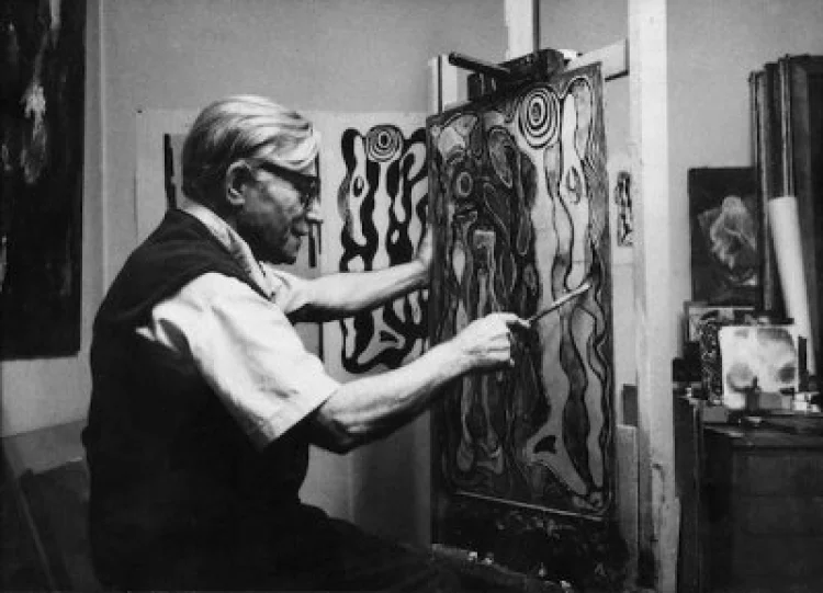 Georg Heck in seinem Atelier, um 1970 | © Foto:  Kulturkreis Georg Heck e. V., Fotograf unbekannt