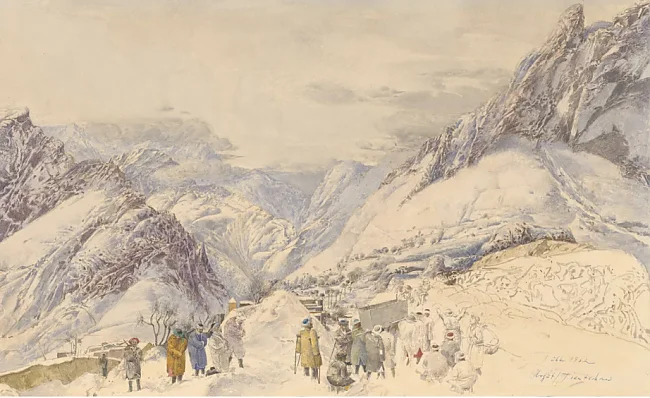 Beerdigung im winterlichen Tienschan-Gebirge, 1962 | © Werner Tübke (1929–2004)