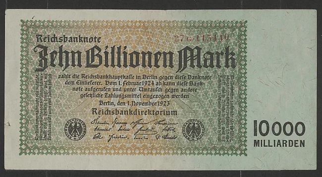 Reichsbanknote. 10 Billionen Mark vom 1. Nov 1923 | © Historisches Museum Frankfurt
