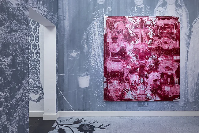 Melike Kara, adiyaman, 2023, 200 x 180 cm, Ölstift und Acryl auf Leinwand | © Peter Tijhuis