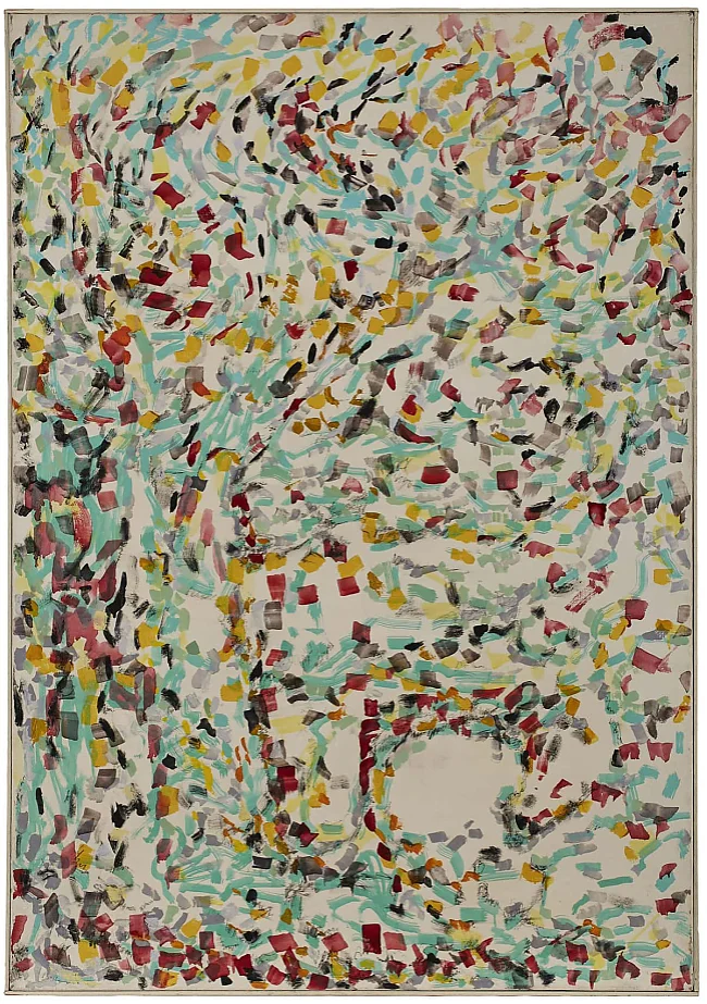 Harald de Bary: Ohne Titel, 1969, Öl auf Rupfen, 132,5 x 90,5 cm | © Galerie Hanna Bekker vom Rath