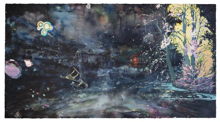 Andrea Damp: La Sonnambula, 2019, Öl und Acryl auf Leinwand, 130 x 250 cm