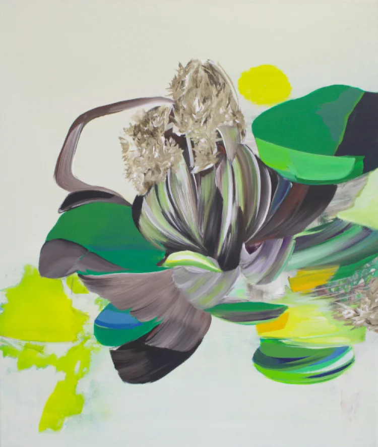 Tatiana Urtban: Pellisante, 2021, Acryl und Tinte auf Leinwand, 65 x 55 cm