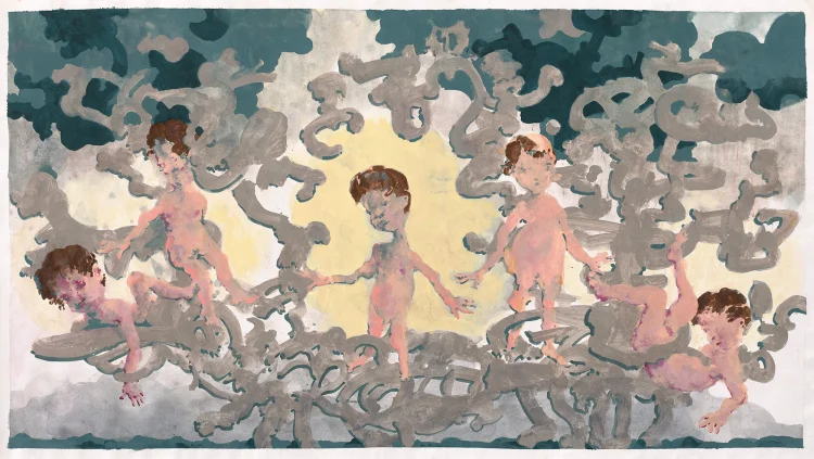 Michael Kalmbach, 2021-22, o.T., Gouache auf Papier, 61 x 110 cm 