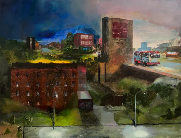 Armin Völckers: Harburg, 2021, Öl auf Leinwand, 100 x 130 cm