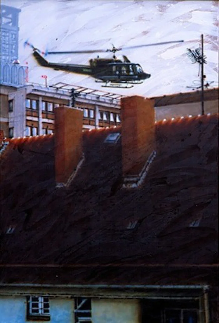 Adam Jankowski: Atelierausblick 1, 1979, Acryl auf Leinwand, 200x130 cm