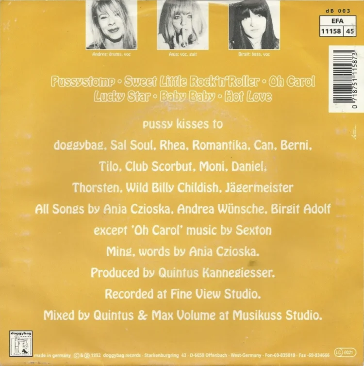 Rückseite des Covers der Single „3 Pussy Kisses“ | © Foto: Adorján Kovács