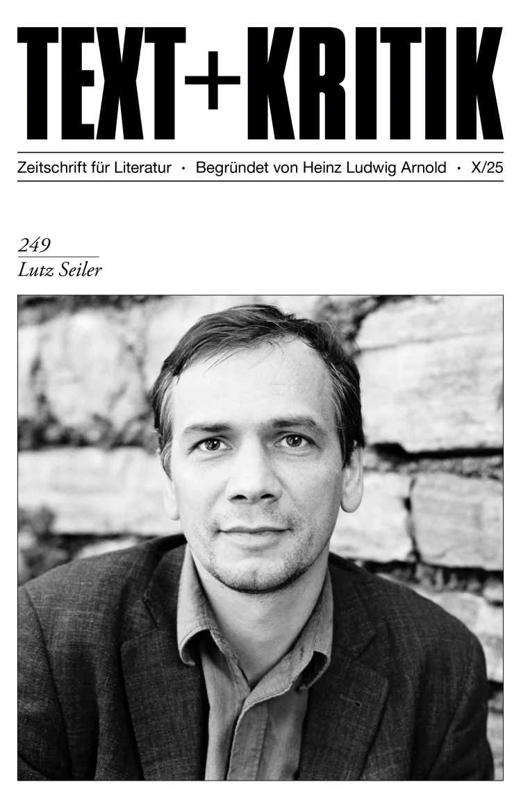 Cover TEXT+KRITIK Nr. 249 Lutz Seiler | © Foto: Jürgen Bauer