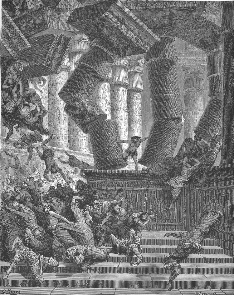Gustave Doré, Der Tod Samsons, 1866, Holzstich, Illustration zur Bibel | © Foto: Jüdisches Museum Frankfurt