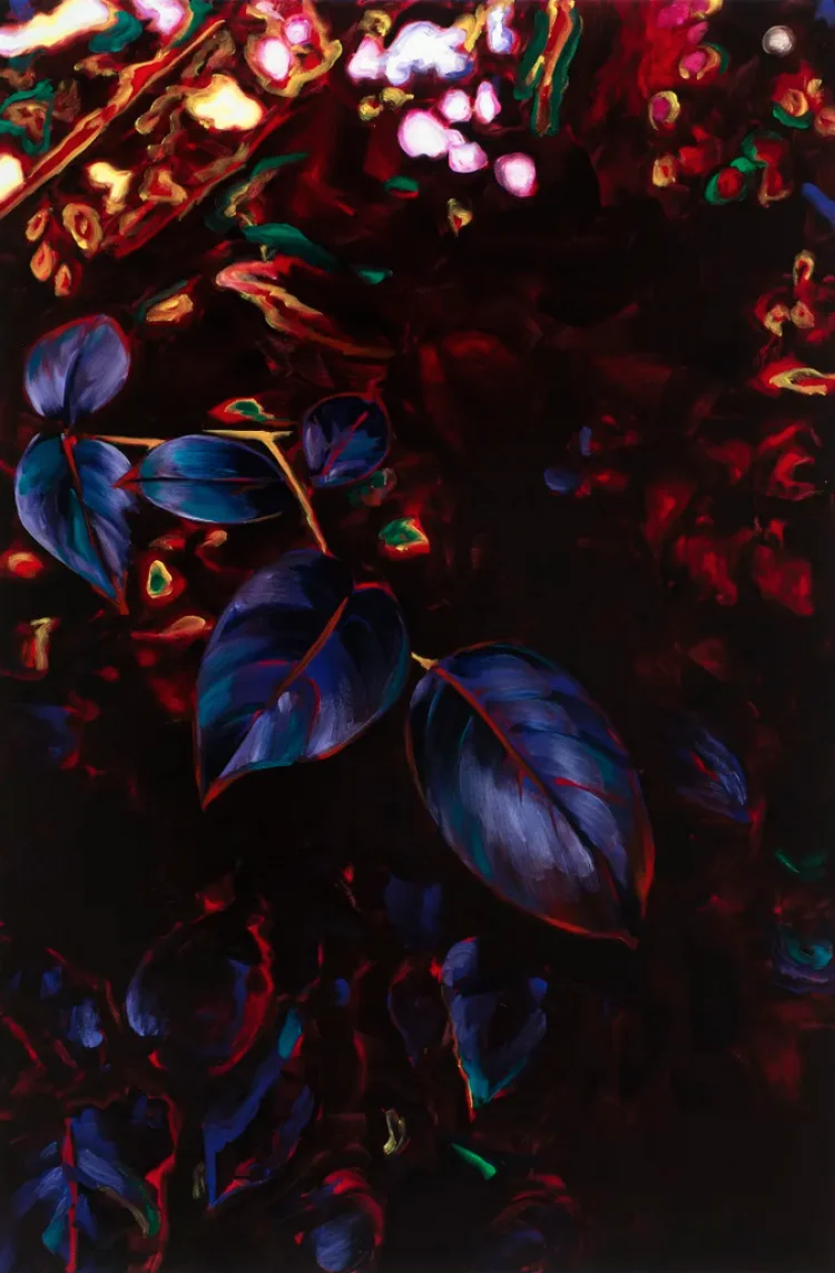 Cornelius Völker: Blätter, 2021, Ölfarbe auf Leinwand, 300 x 200 cm