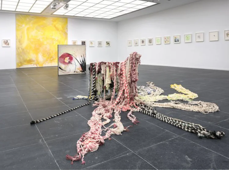 Lucy Dodd, Ausstellungsansicht Frankfurter Kunstverein, 2018  | © Foto: Frankfurter Kunstverein; Courtesy of the Artist, Sprüth Magers and David Lewis Gallery, New York; Foto: Wolfgang Günzel