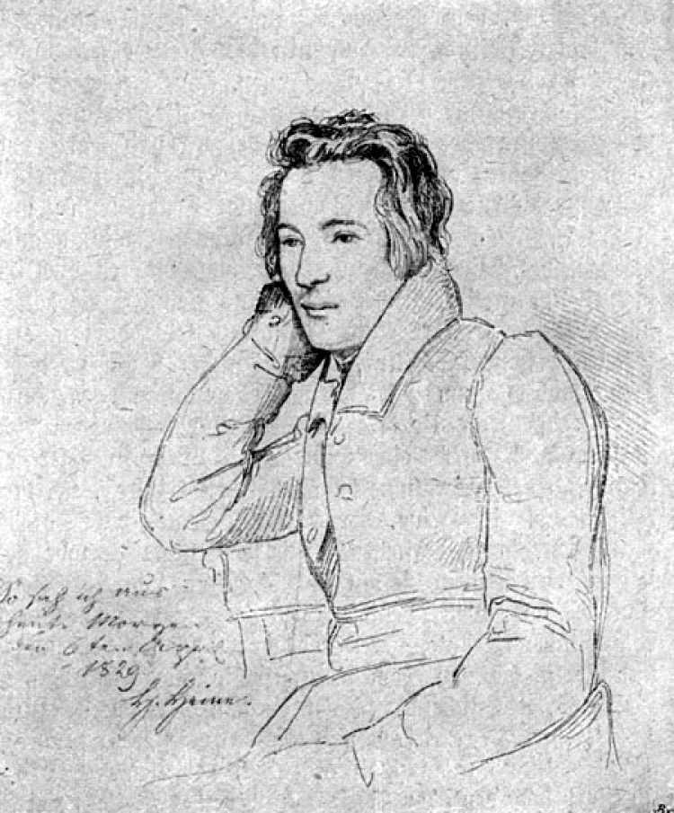 Heinrich Heine (1829), Zeichnung von Franz Theodor Kugler | © Foto: https://commons.wikimedia.org/w/index.php?curid=20656 
