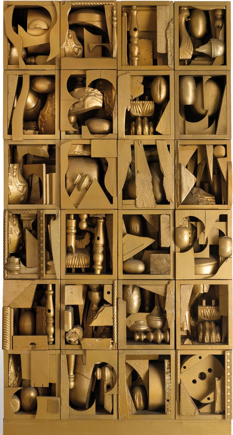 Louise Nevelson, The Golden Pearl, 1962, Privatsammlung, Courtesy Foundation Marconi and Gió Marconi, Mailand | © Foto: VG Bild-Kunst, Bonn 2025. Foto: Gianni Ummarino