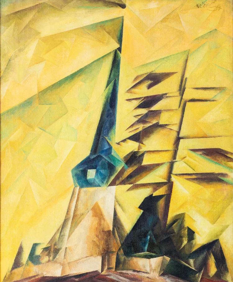 Lyonel Feininger, Gelmeroda II, 1913, Öl auf Leinwand, 100 x 80 cm | © Foto: Neue Galerie, New York. This work is part of the collection of Estée Lauder and was made available through the generosity of Estée Lauder, © bpk / Neue Galerie New York / Art Resource, NY / VG Bild-Kunst, Bonn 2023 / Foto von Hulya Kolabas