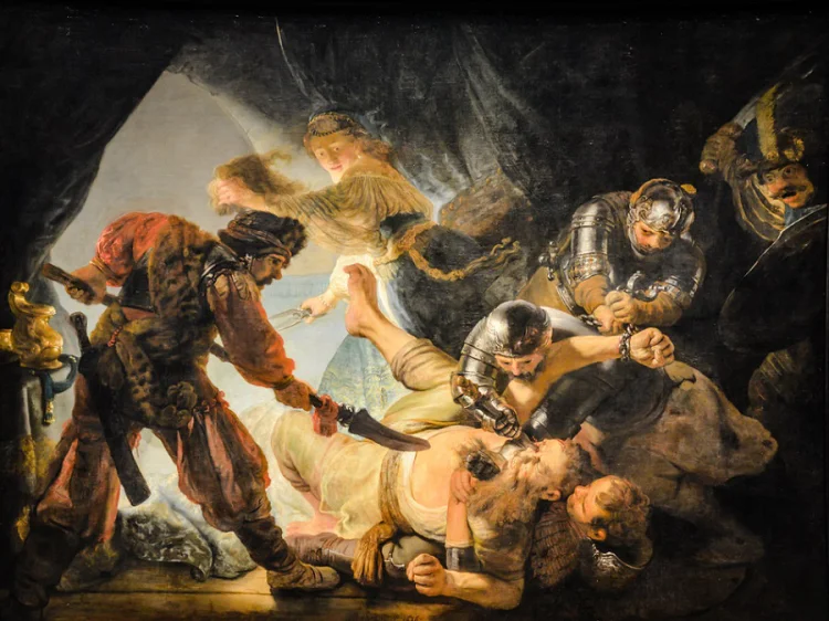Rembrandt – Die Blendung Simons, Öl auf Leinwand, 1636, 206 x 276 cm, Städel Museum in Frankfurt